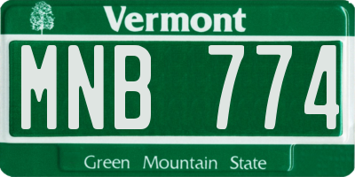 VT license plate MNB774