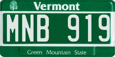 VT license plate MNB919