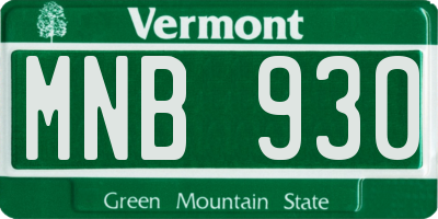 VT license plate MNB930