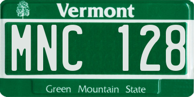 VT license plate MNC128