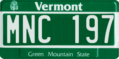 VT license plate MNC197