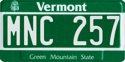 VT license plate MNC257