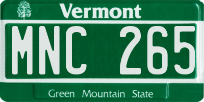 VT license plate MNC265