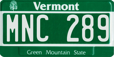 VT license plate MNC289