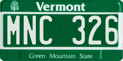 VT license plate MNC326