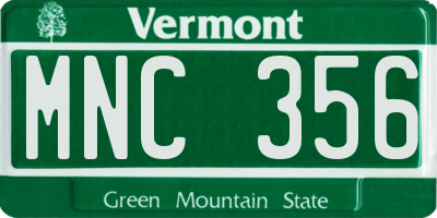 VT license plate MNC356