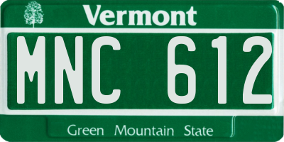 VT license plate MNC612