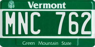 VT license plate MNC762