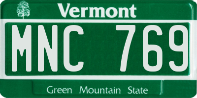 VT license plate MNC769