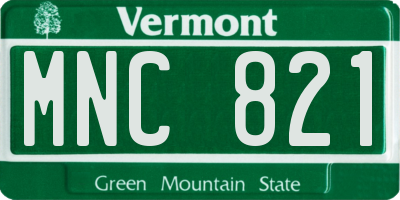 VT license plate MNC821