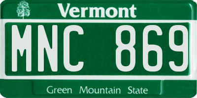 VT license plate MNC869