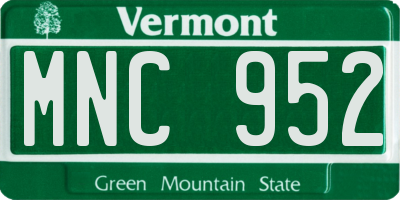 VT license plate MNC952