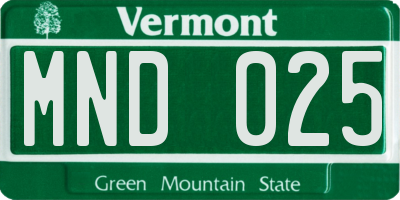 VT license plate MND025