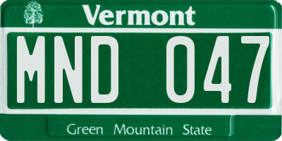 VT license plate MND047