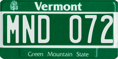 VT license plate MND072