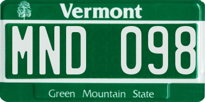 VT license plate MND098