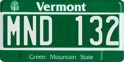 VT license plate MND132