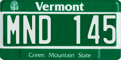 VT license plate MND145