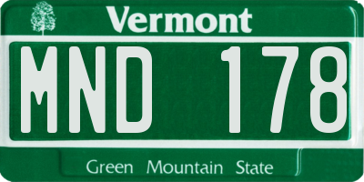 VT license plate MND178