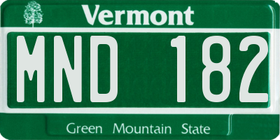 VT license plate MND182