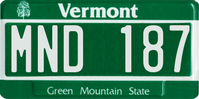 VT license plate MND187