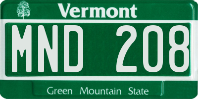VT license plate MND208
