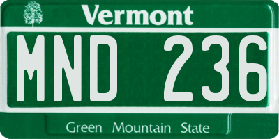 VT license plate MND236