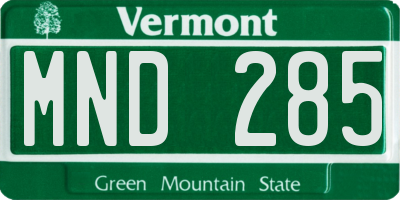 VT license plate MND285