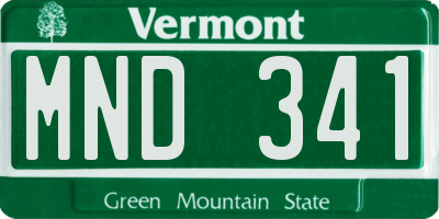 VT license plate MND341