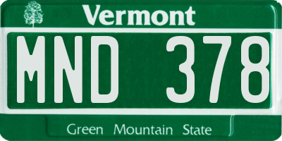 VT license plate MND378