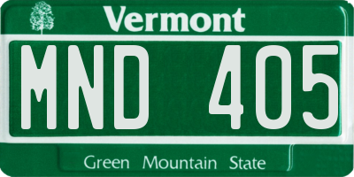 VT license plate MND405