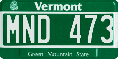 VT license plate MND473