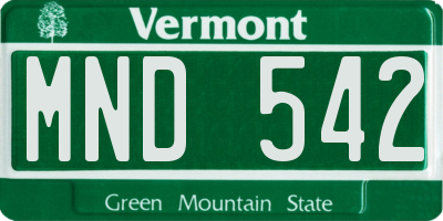 VT license plate MND542