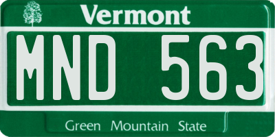 VT license plate MND563