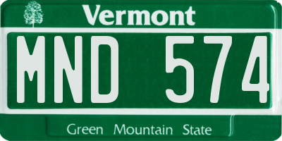 VT license plate MND574
