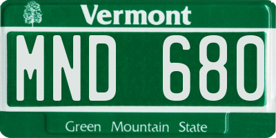 VT license plate MND680
