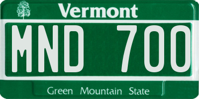 VT license plate MND700