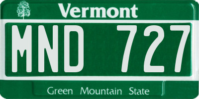 VT license plate MND727