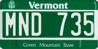 VT license plate MND735