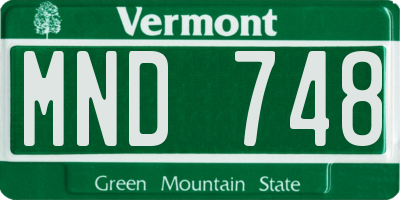 VT license plate MND748