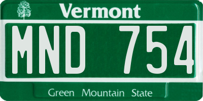 VT license plate MND754