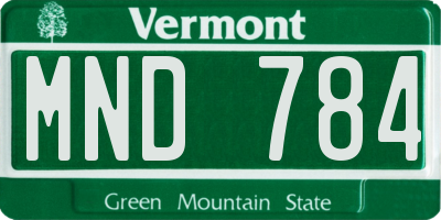 VT license plate MND784