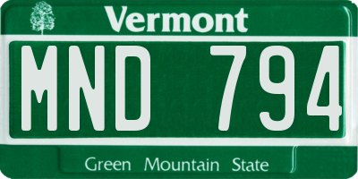 VT license plate MND794
