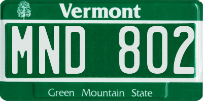 VT license plate MND802