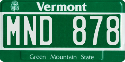 VT license plate MND878
