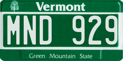 VT license plate MND929