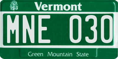 VT license plate MNE030