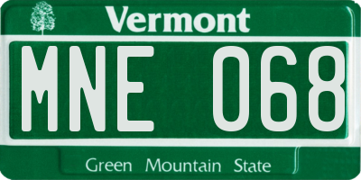 VT license plate MNE068