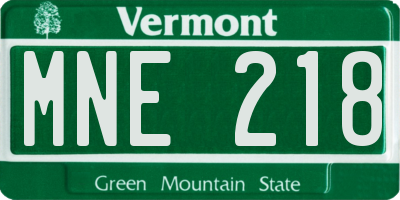 VT license plate MNE218
