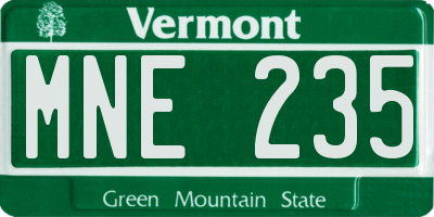 VT license plate MNE235